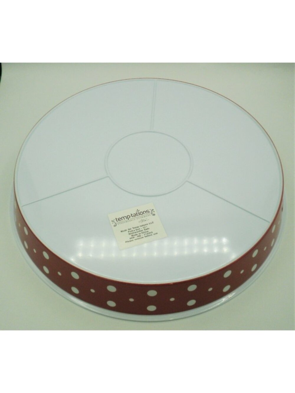 Temptations Serving Tray Red Polka Dot Melamine PPP-HB-712458 Patio Entertaining - Picture 4 of 4